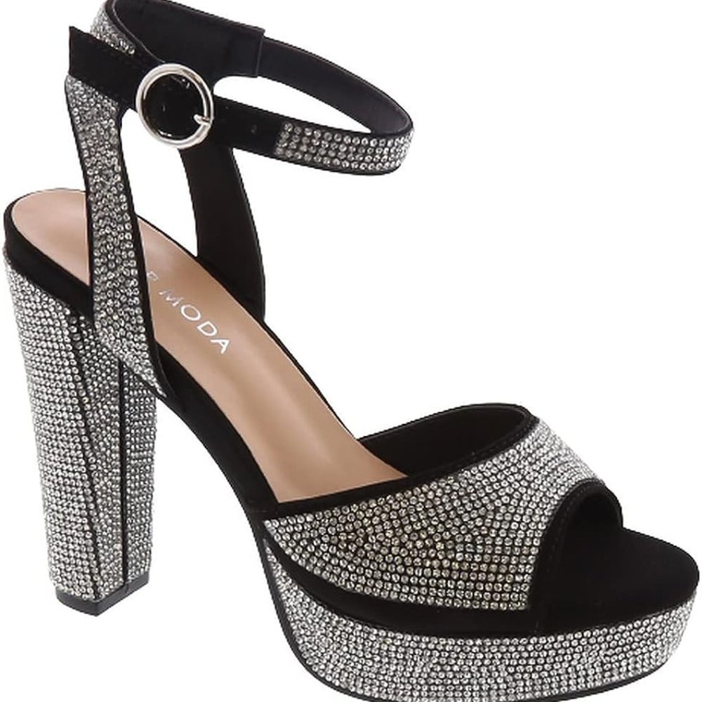 Gloria" Rhinestone Platform Heels